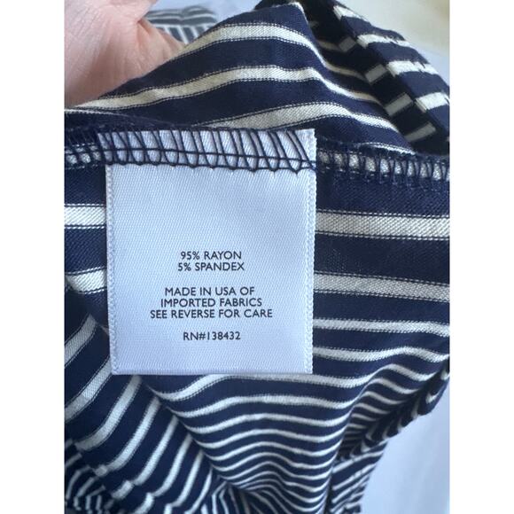 ModCloth Navy Blue Striped V Neck Peplum Sleeveless Top Nautical Sz XXS NWT - Picture 6 of 9